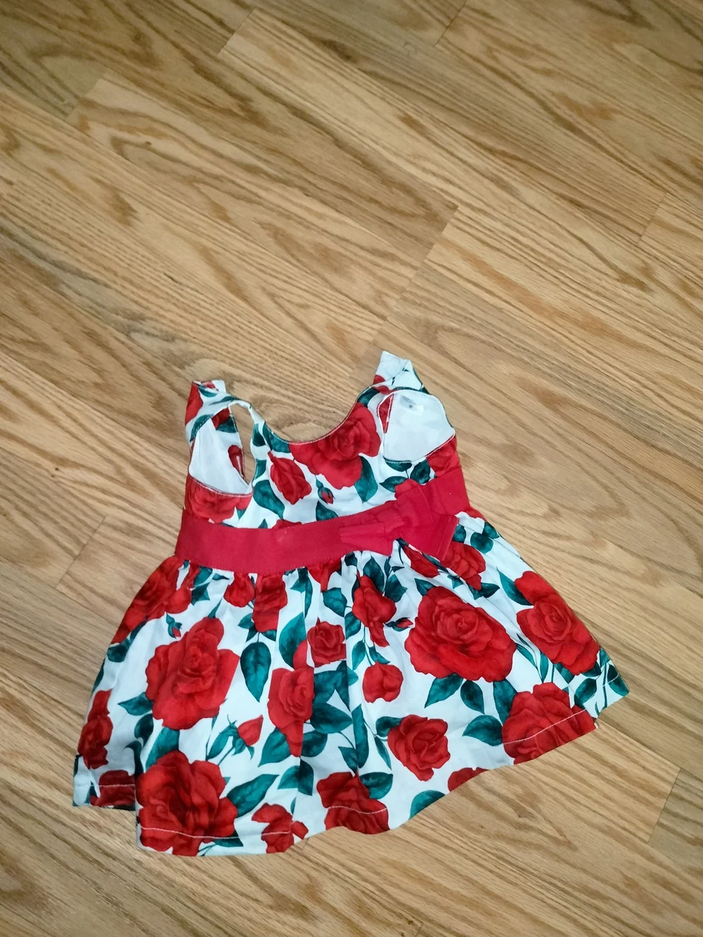 Carter's Red Rose Print Newborn Dress with Green Leaves